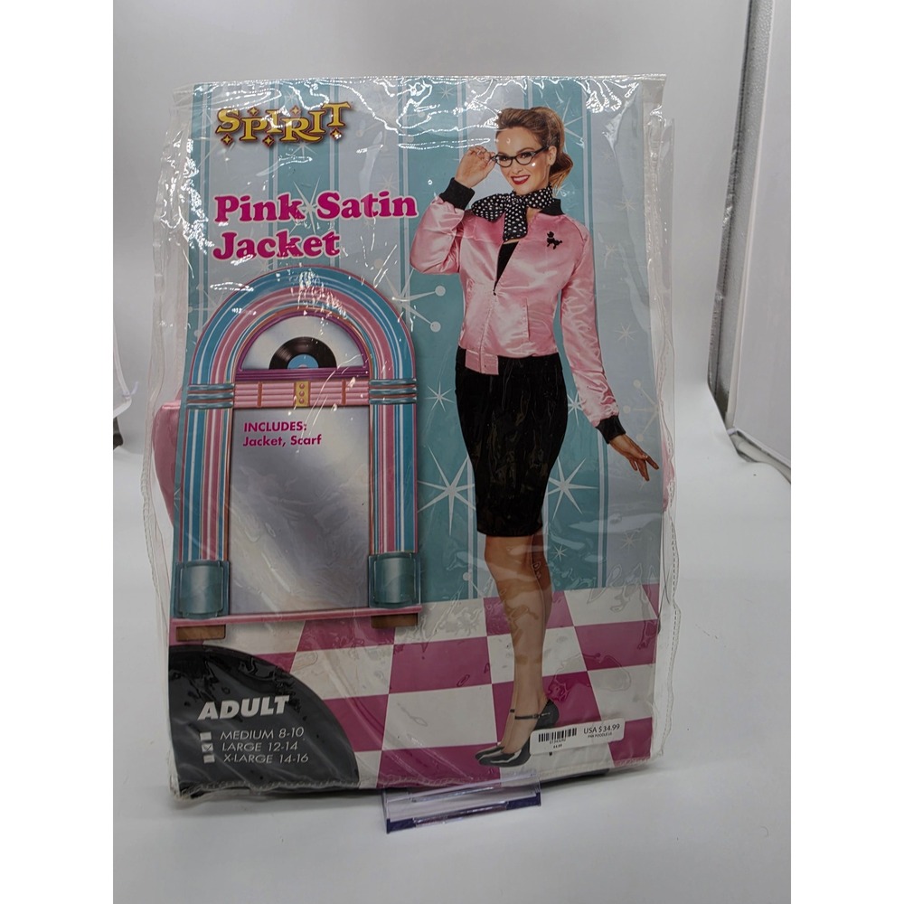 Spirit Halloween Pink Satin 1950s style poodle Jacket Costume Adult Large - Picture 9 of 11
